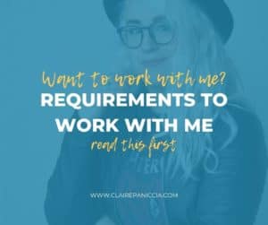 Title graphic: Want to work with me? Read this first: Requirements to work with me